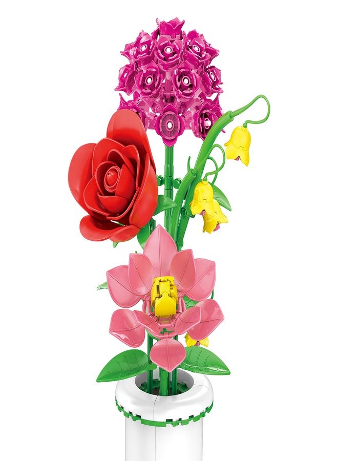 Brickcraft Botanicals Radiant Bouquet & Vase Building Set (280 Pieces) Creative Flower Arrangement Kit with Rose, Gardenia, Lily & Hydrangea - Display for Home or Office, Christmas - Image 2